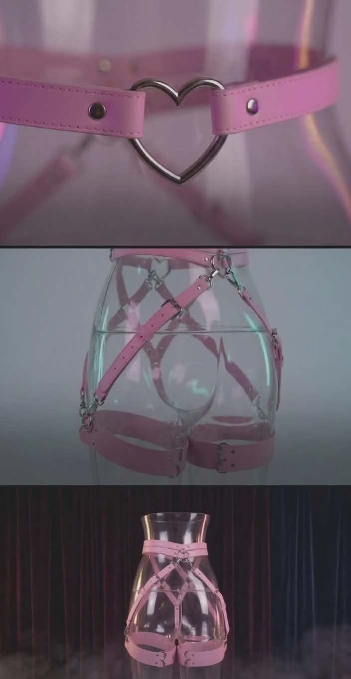 Faux Leather Heart-Shaped Body Harness
