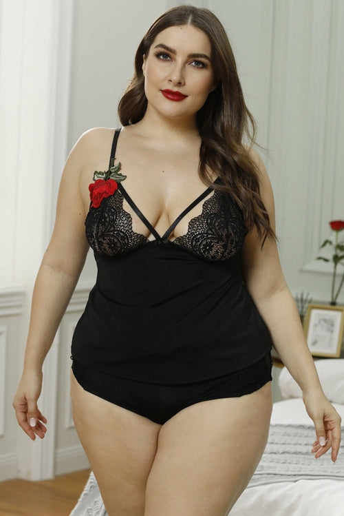 Enchanted Floral Embroidery Lace Cami Set